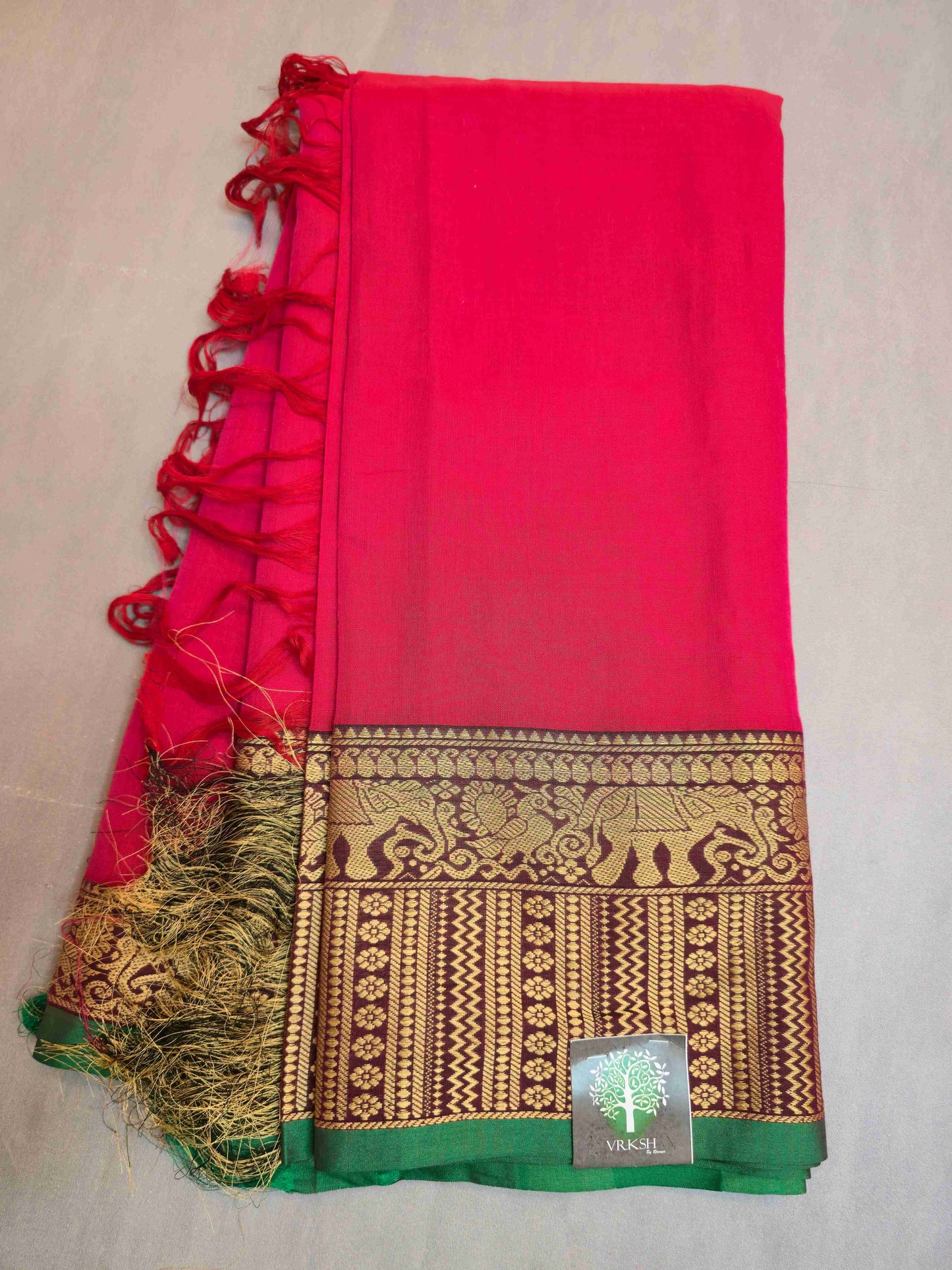 Narayanpet Cotton Saree with Elephant borders
