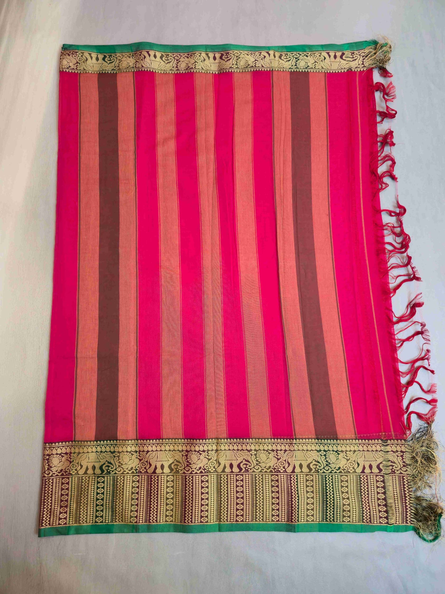 Narayanpet Cotton Saree with Elephant borders