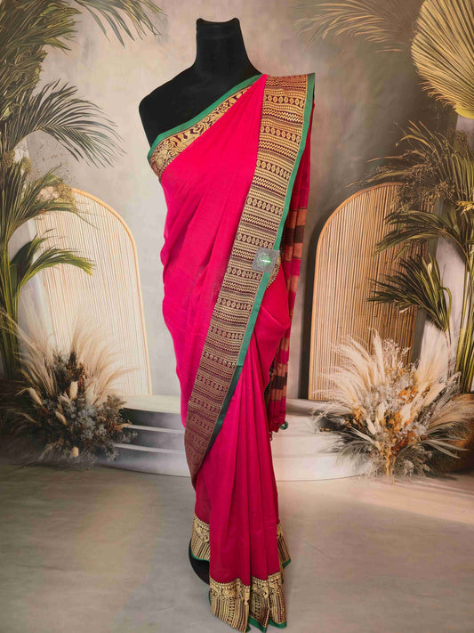 Narayanpet Cotton Saree with Elephant borders