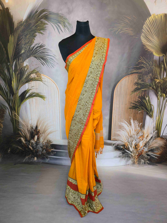 Narayanpet Cotton Saree with Annam big borders