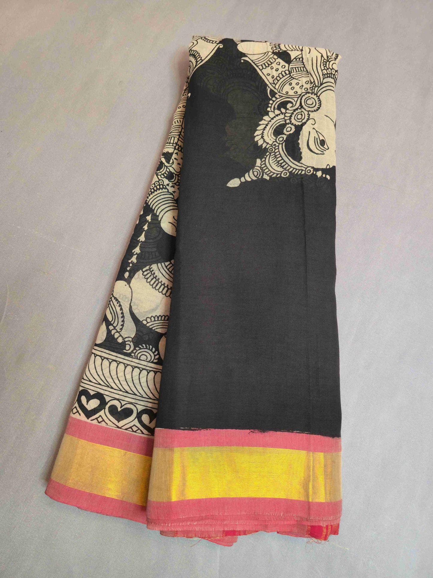 Pen Kalamkari cotton saree- doll design