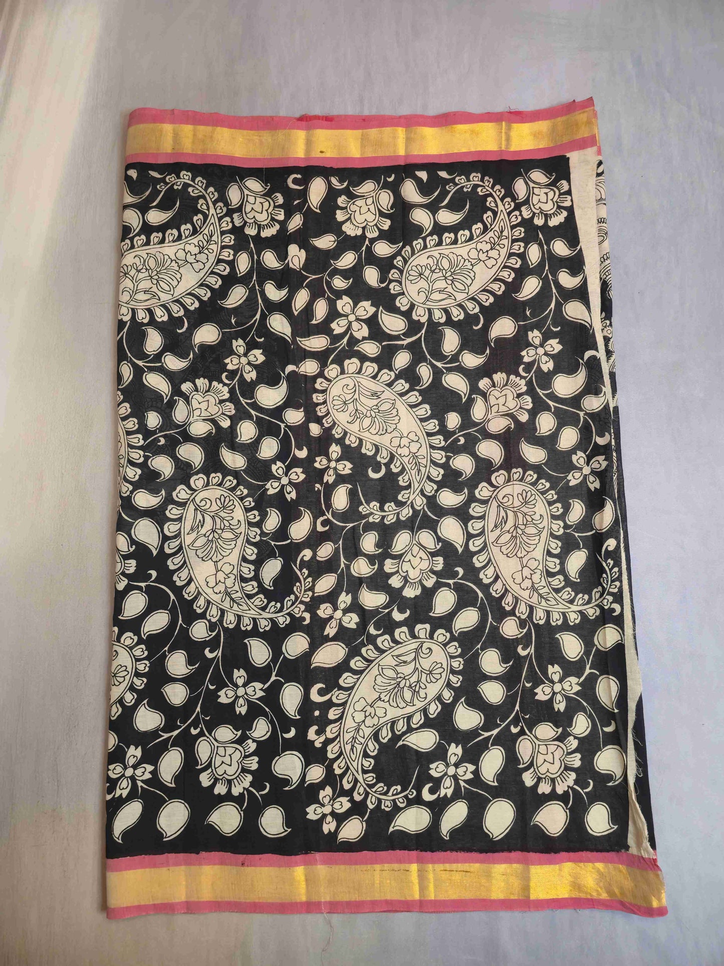 Pen Kalamkari cotton saree- doll design