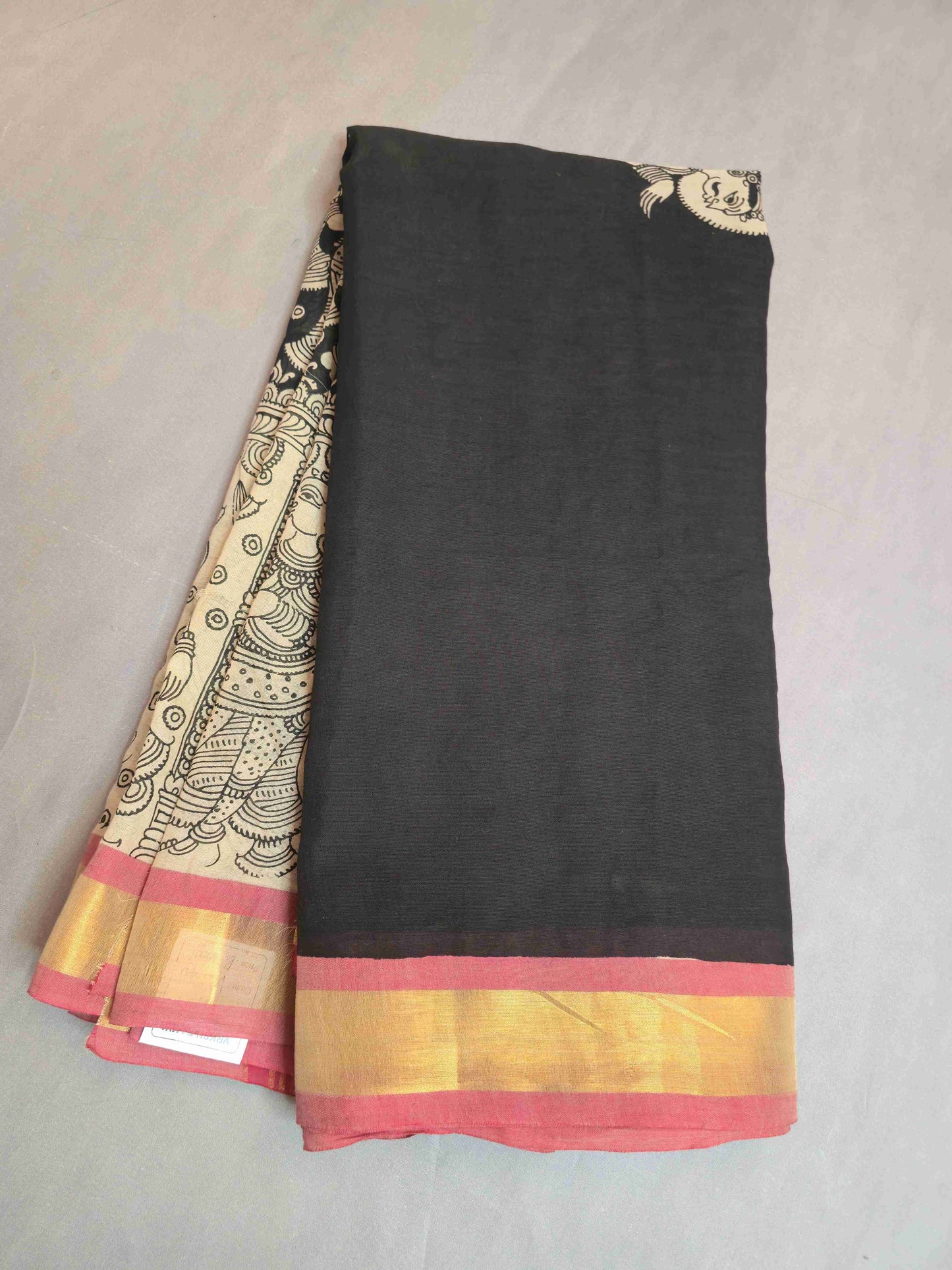 Pen Kalamkari cotton saree- doll design