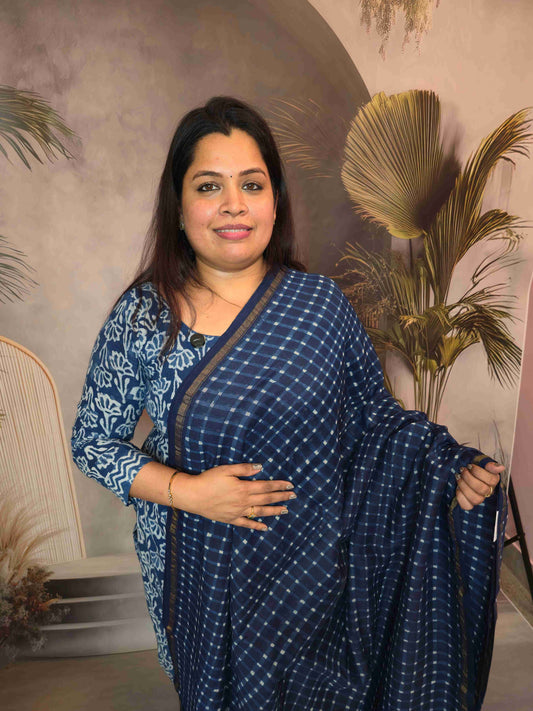 Chanderi hand block printed saree
