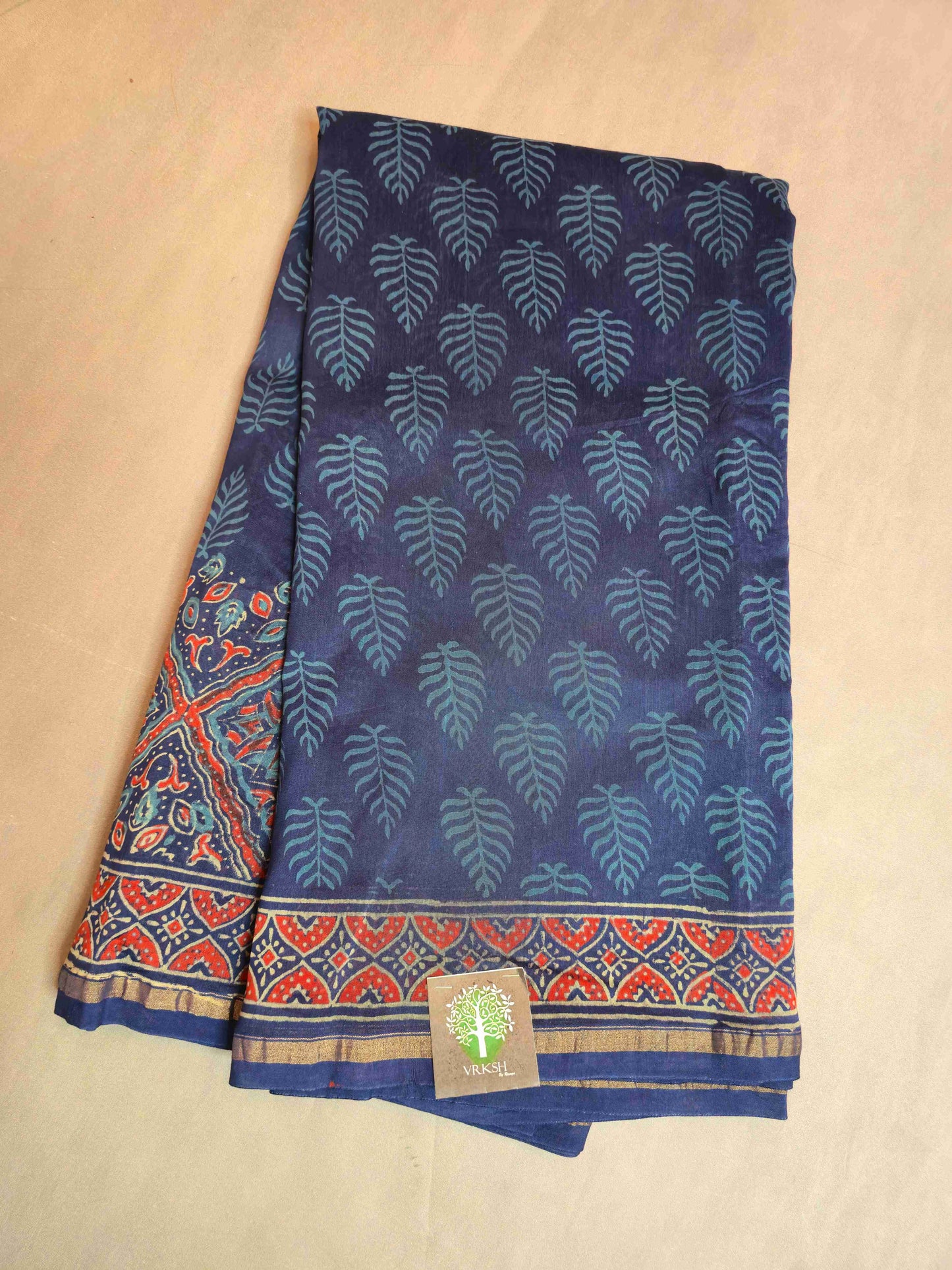Chanderi hand block printed saree