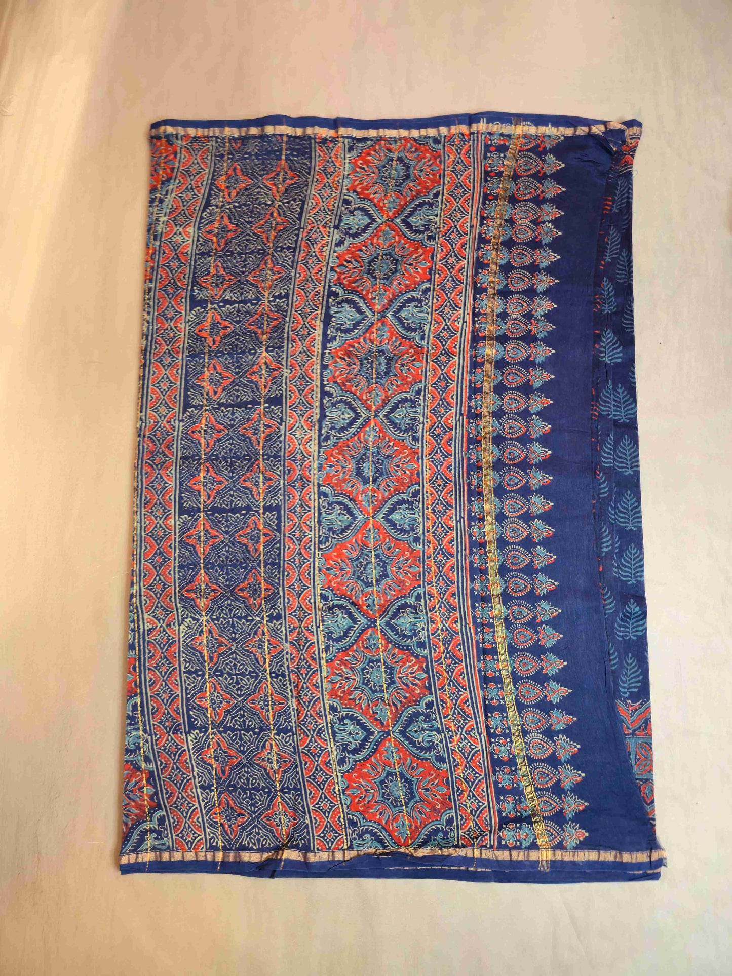Chanderi hand block printed saree
