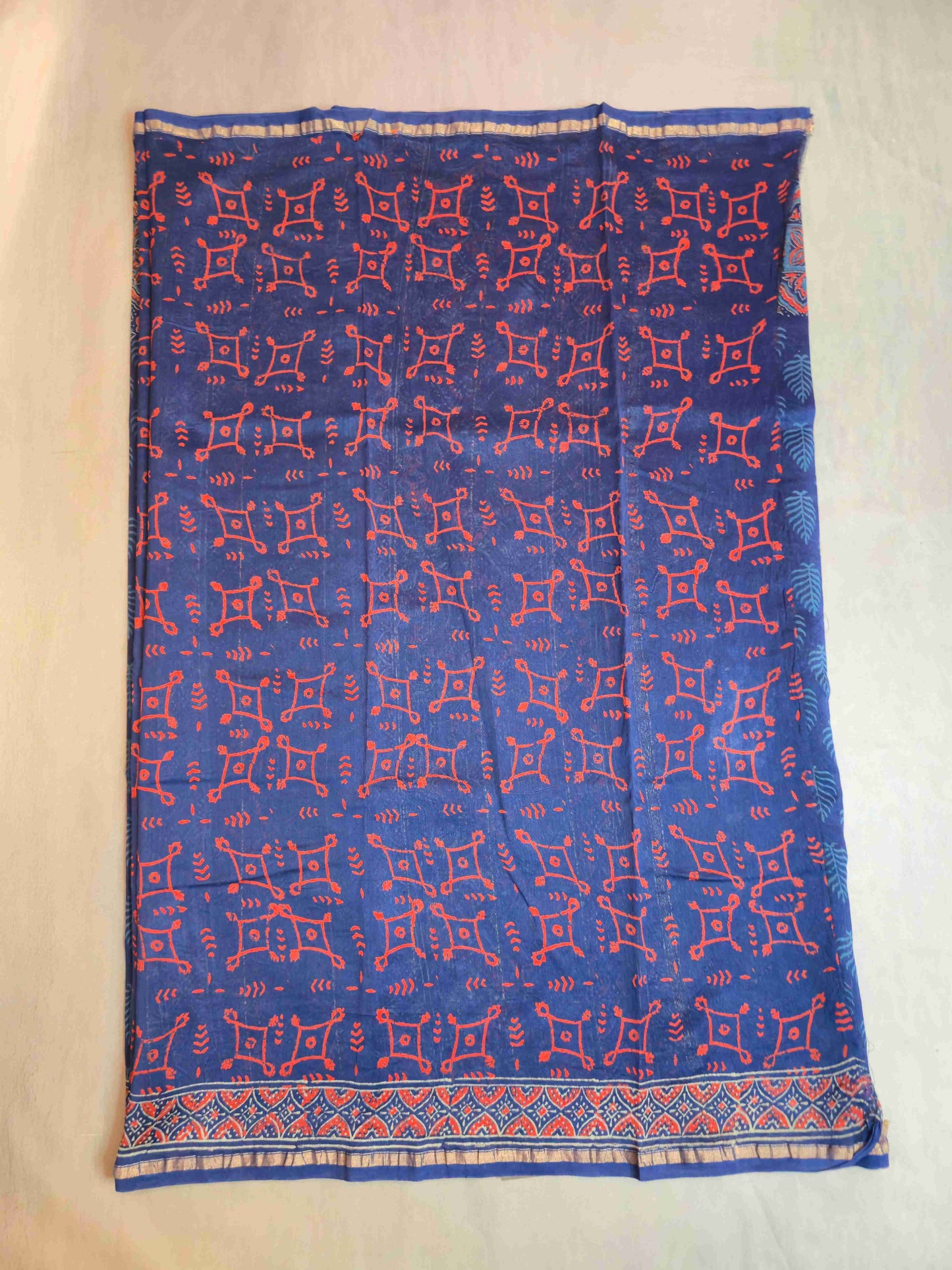 Chanderi hand block printed saree