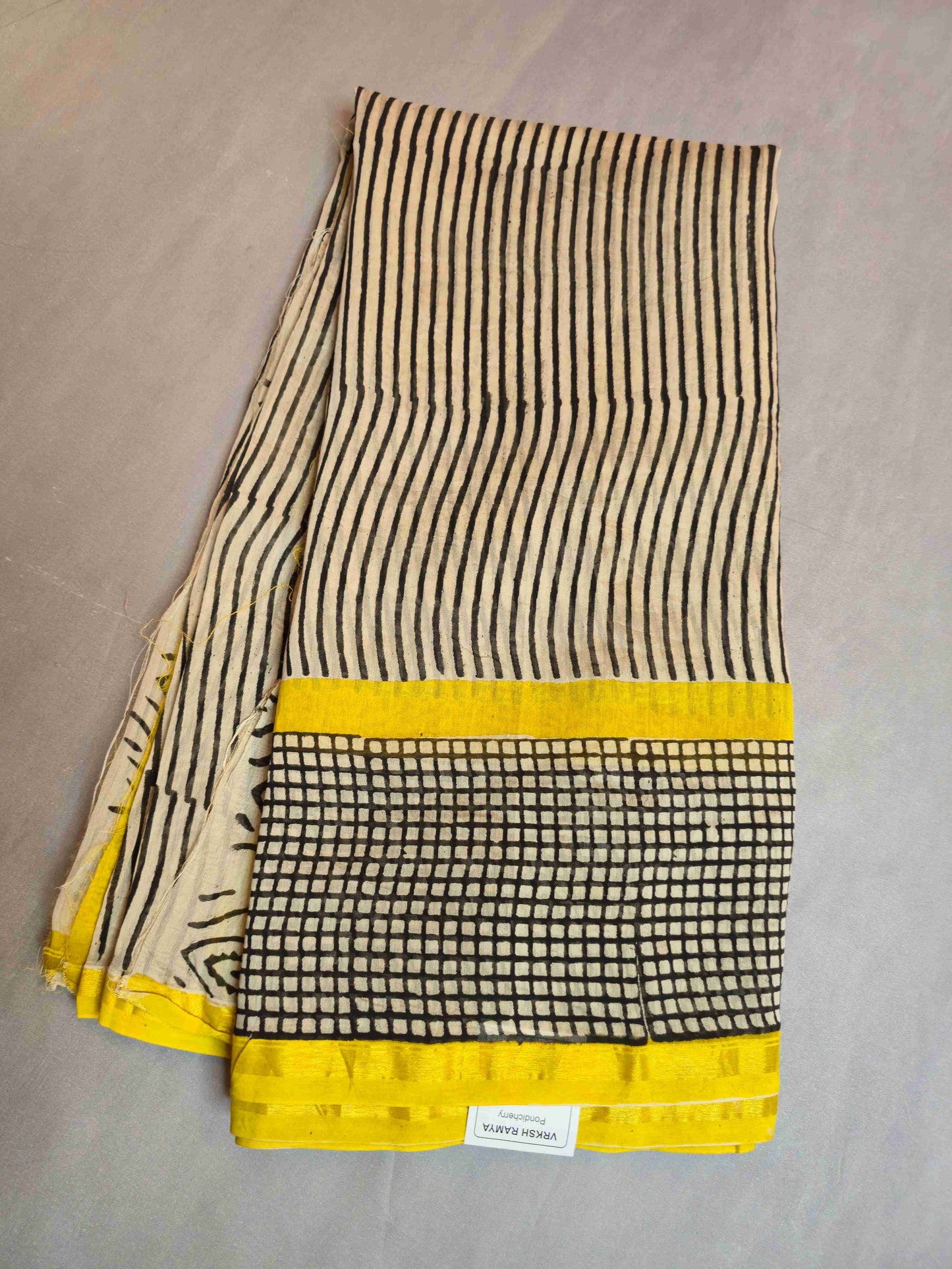 Chanderi hand block printed saree