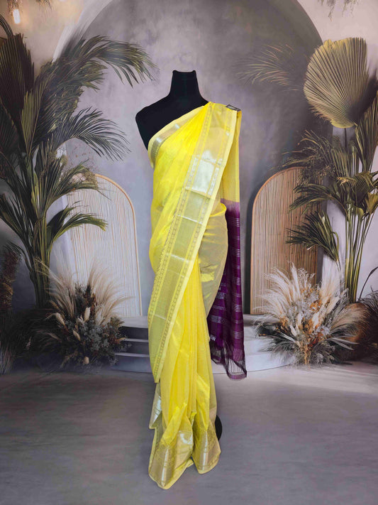 Mangalagiri Saree with Contrast Blouse