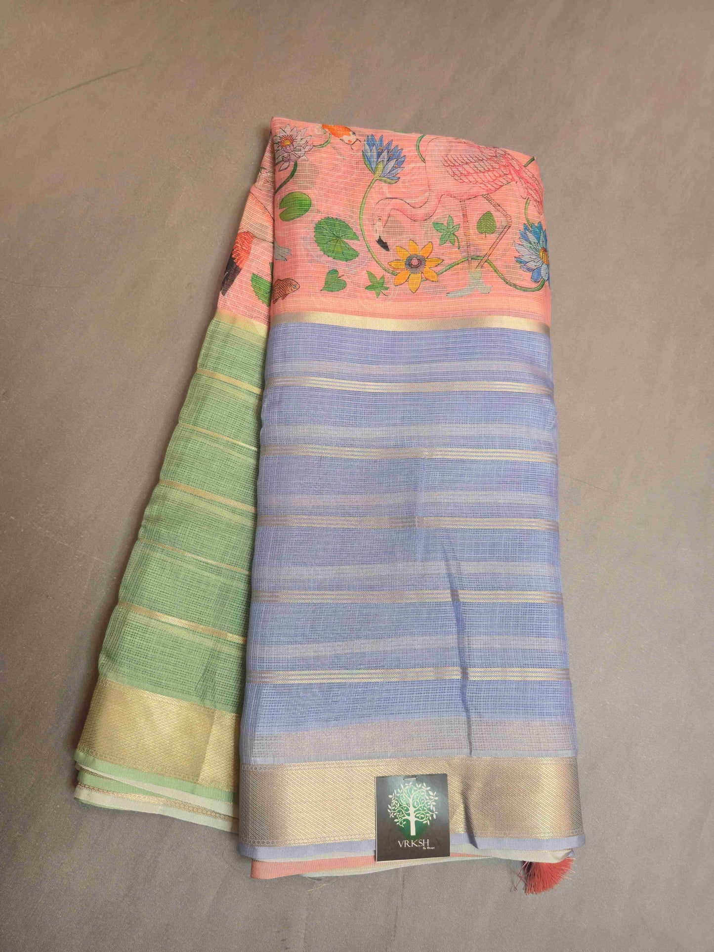 Semi Kota saree with toucan prints