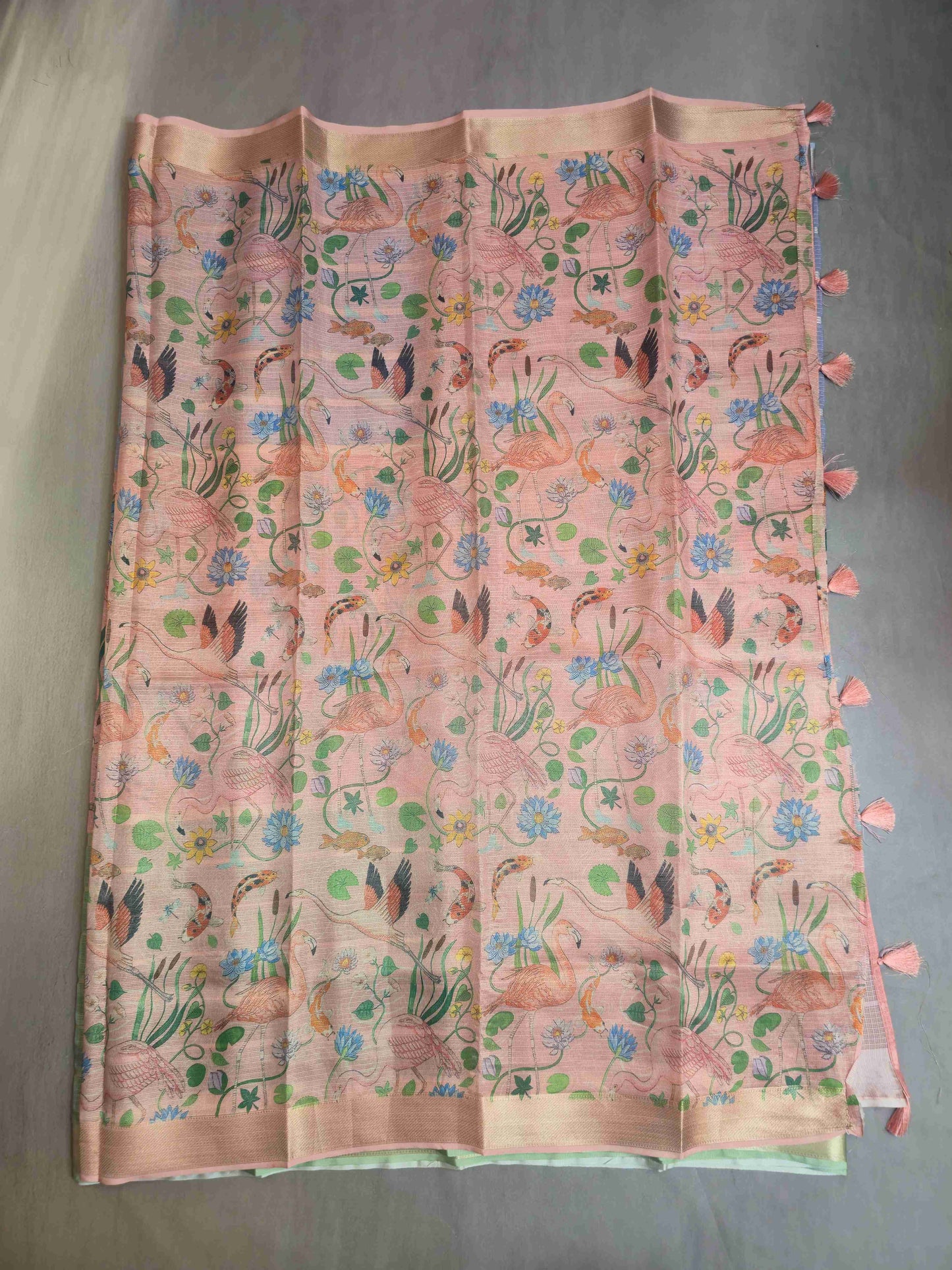 Semi Kota saree with toucan prints