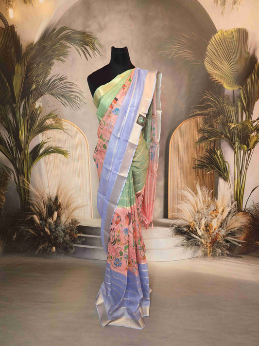Semi Kota saree with toucan prints