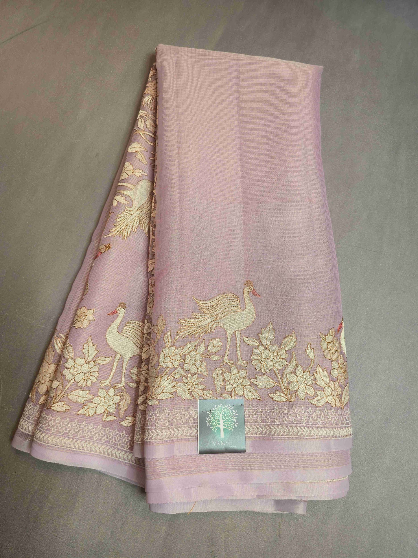 Semi kota saree with crane thread embroidery