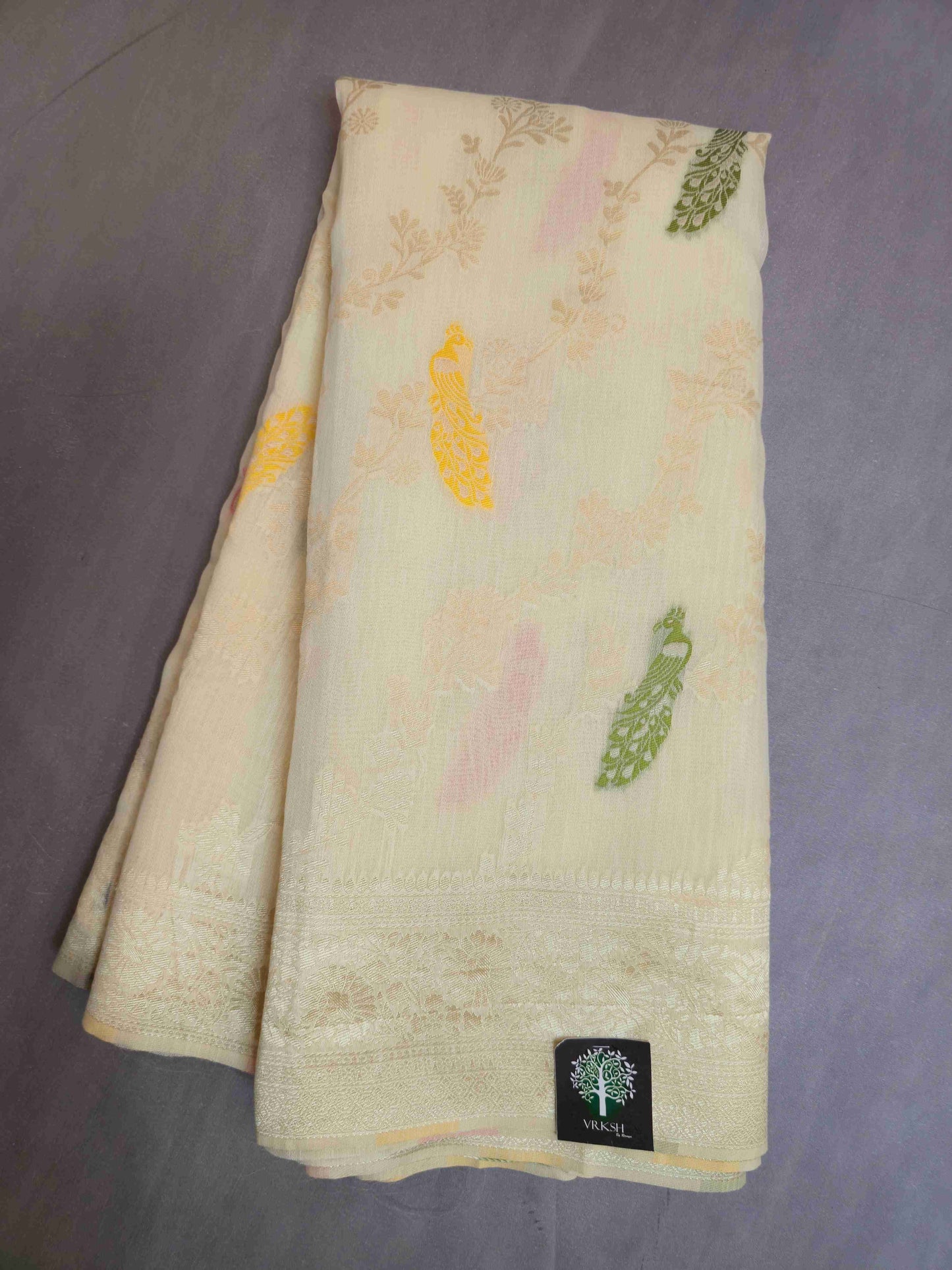 White Benarasi saree