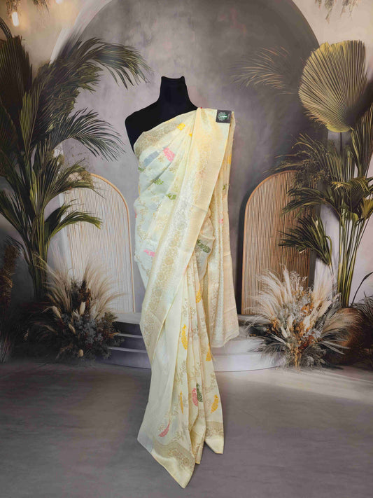 White Benarasi saree