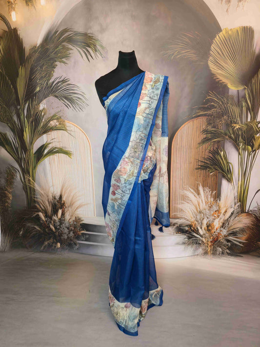 Semi kota saree with floral borders