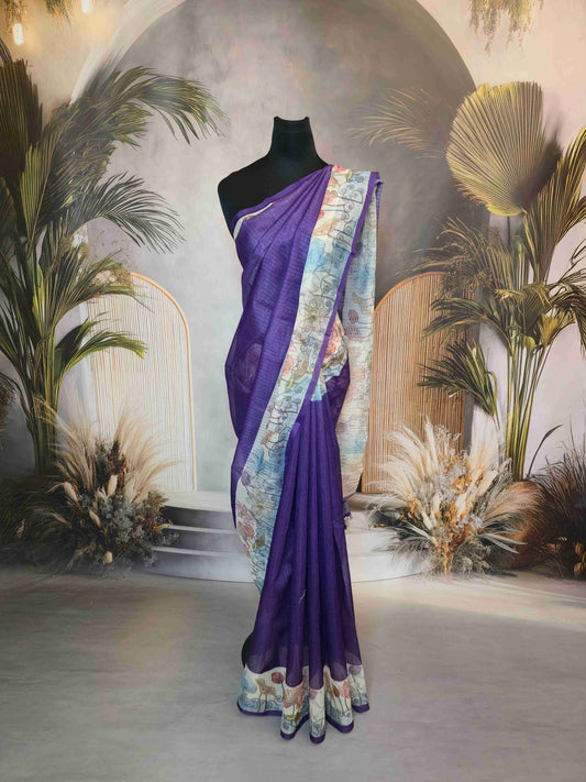 Semi kota saree with floral borders