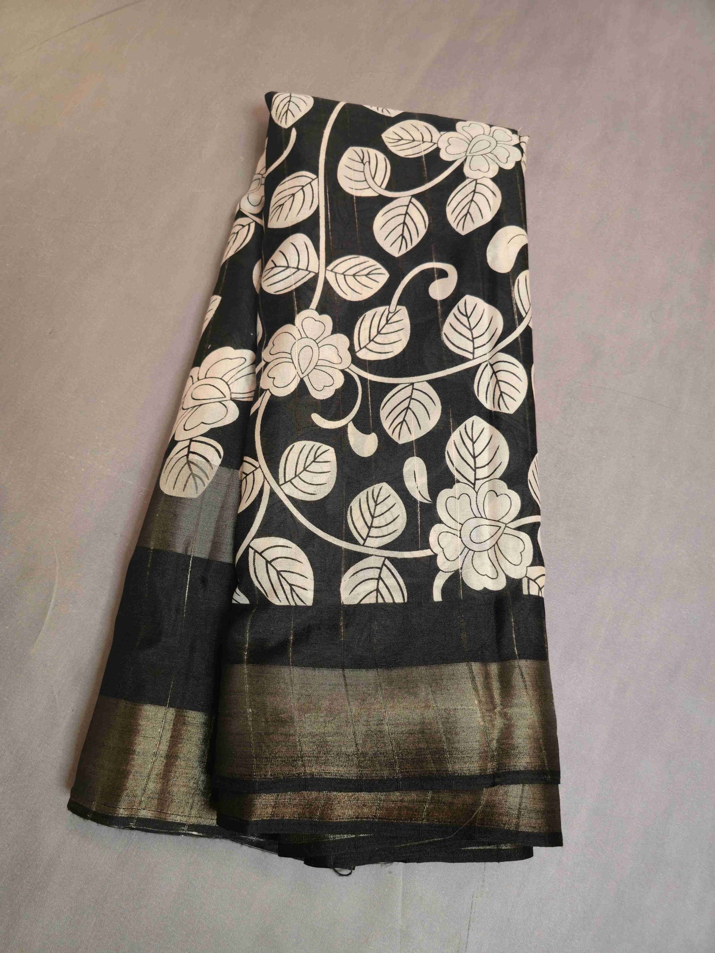 Soft Slub Silk with Kalamkari prints
