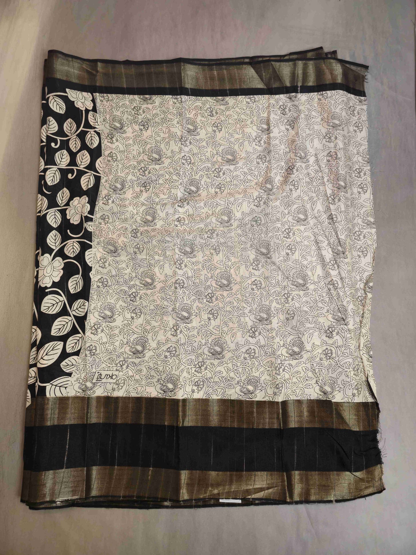 Soft Slub Silk with Kalamkari prints