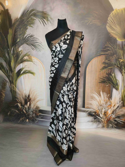 Soft Slub Silk with Kalamkari prints