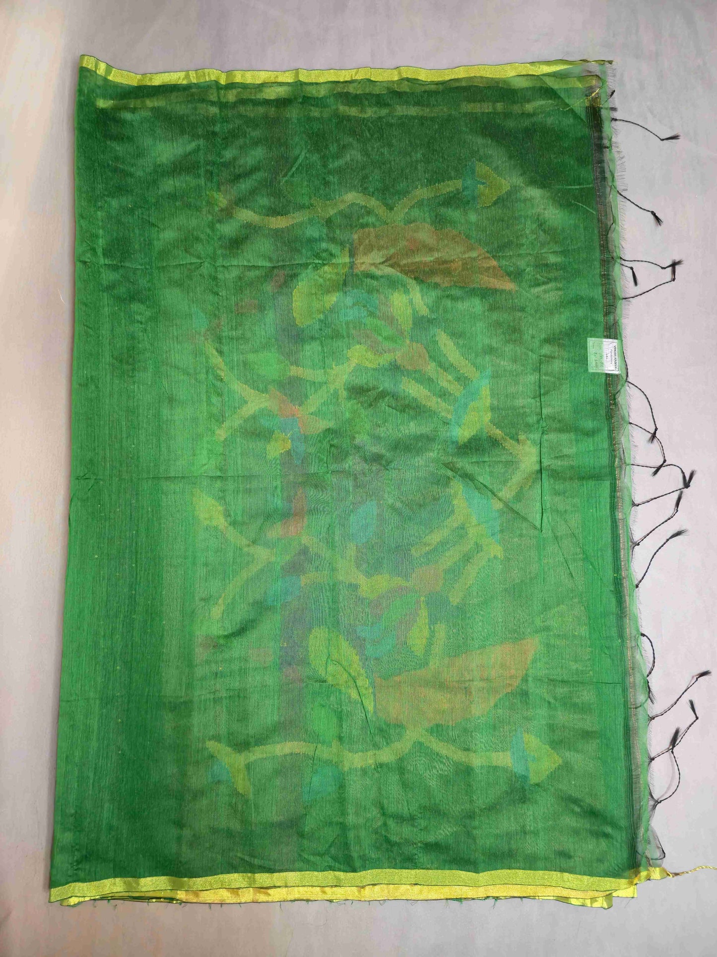 Semi Raw Silk with sequins with Jamdani needle work Pallu