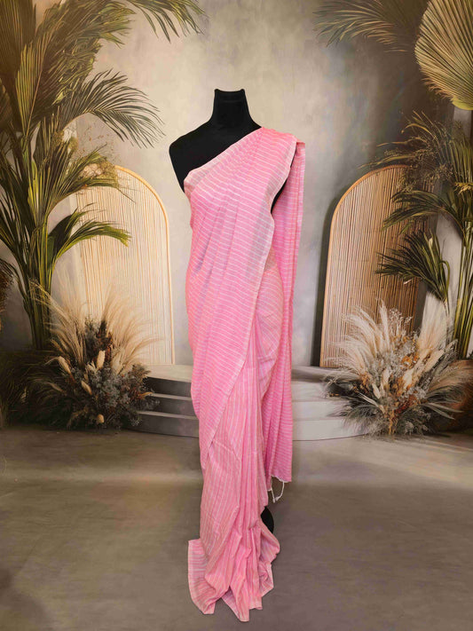 Mul cotton saree with Vertical lines