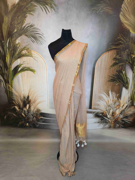 Mul cotton saree with kasavu pallu