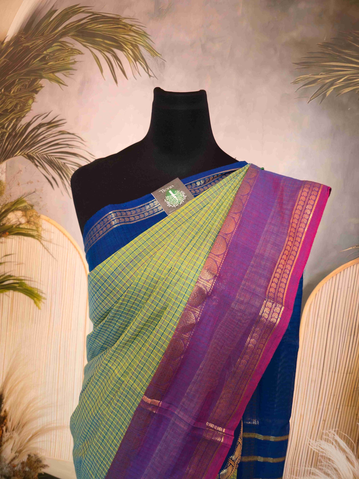 Kanchi cotton saree with Ganga Jamuna Borders