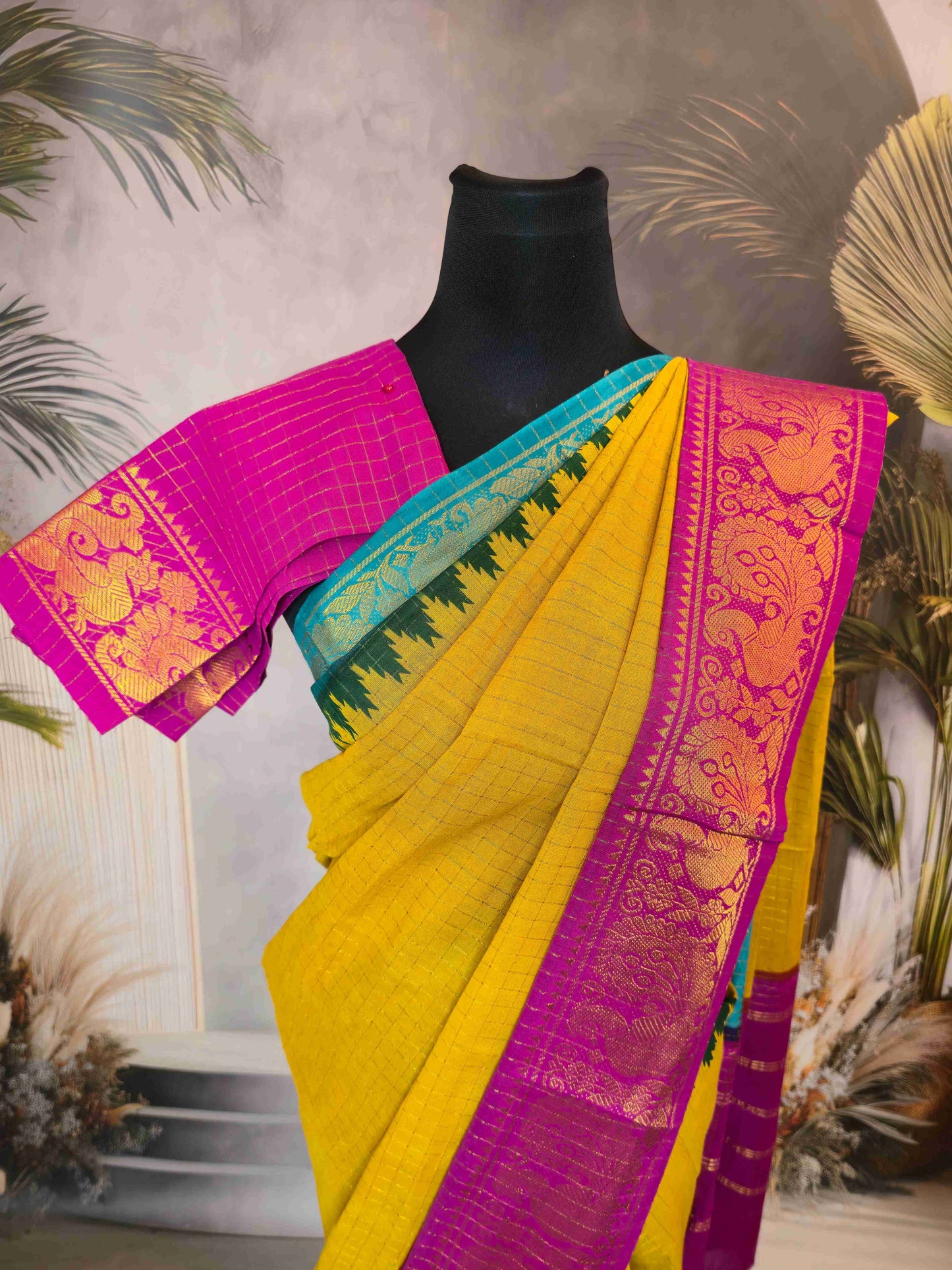 Ganga Jamuna Mustard Sungudi saree