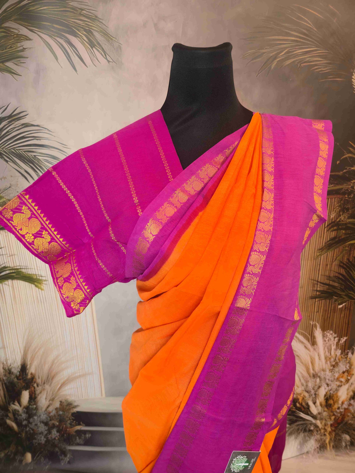Plain Sungudi with contrast and borders