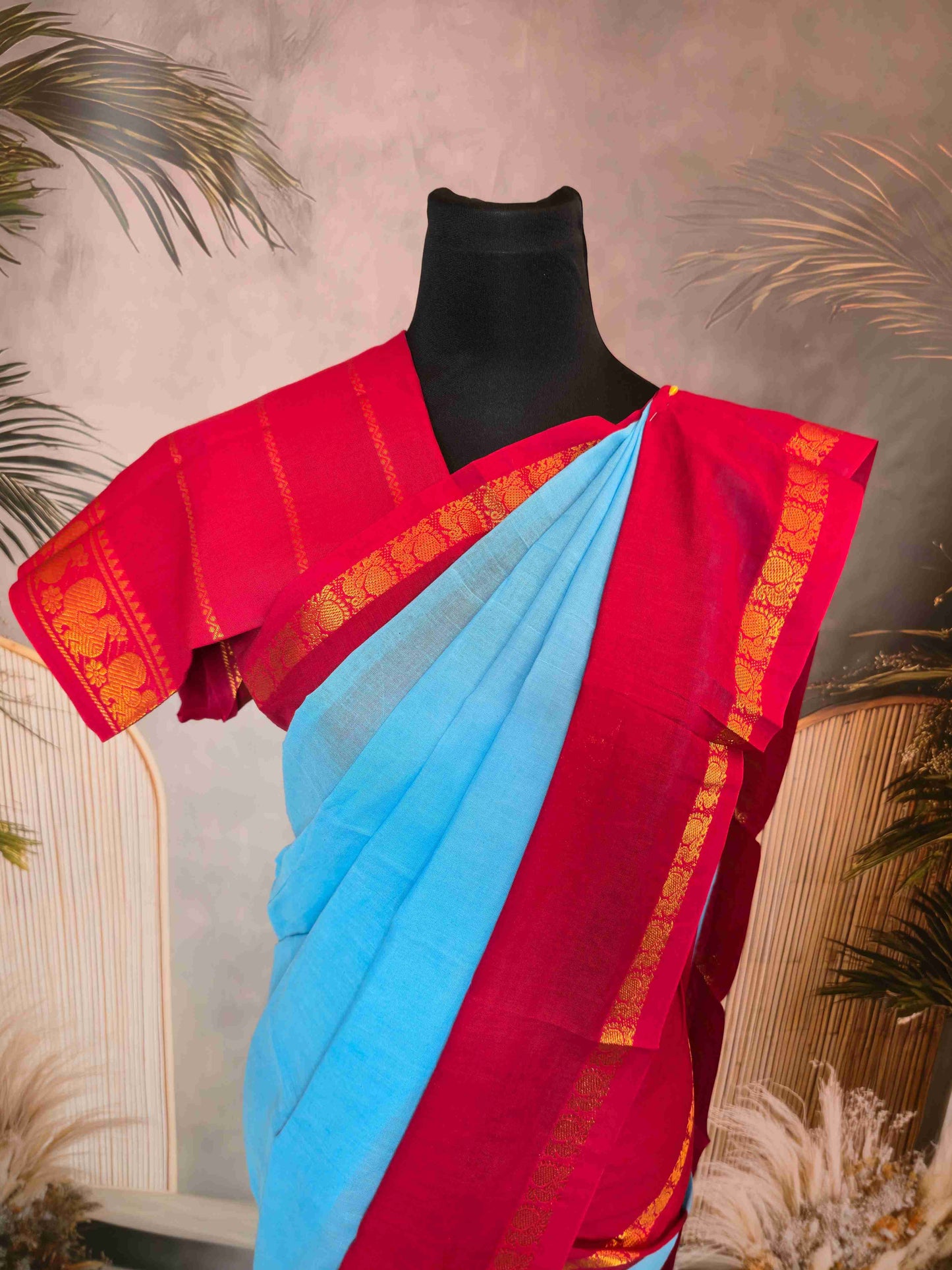 Plain Sungudi with contrast and borders