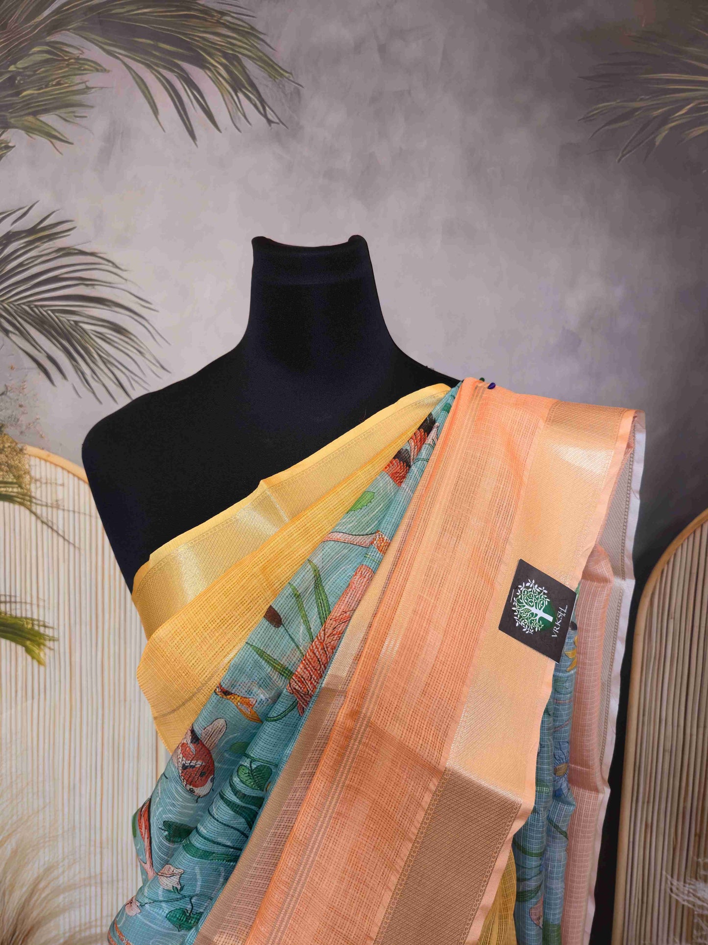 Semi Kota Saree with Flamingo prints