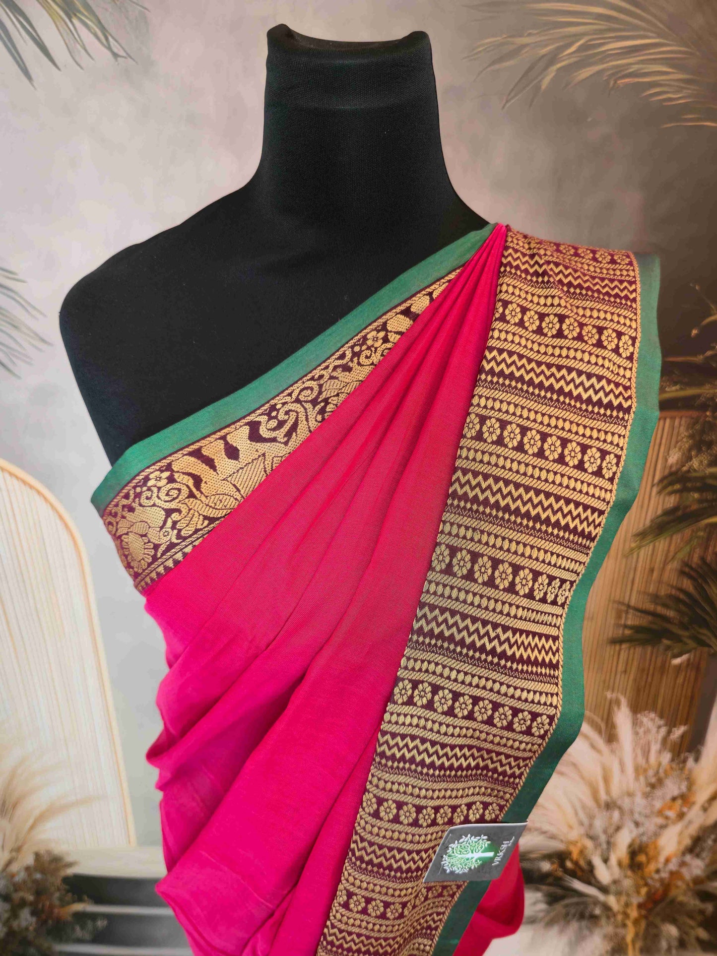 Narayanpet Cotton Saree with Elephant borders