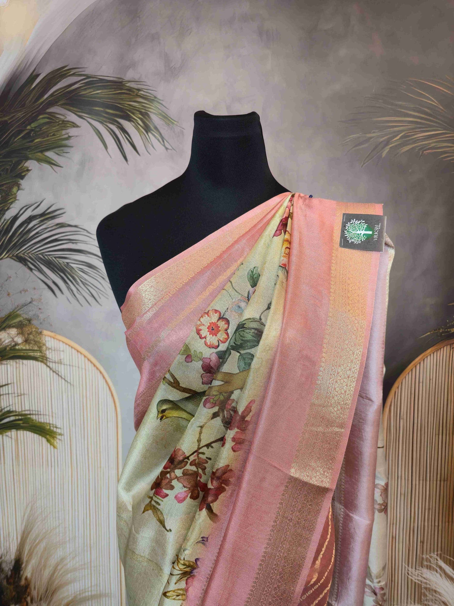 Crepe Saree with Bird Print