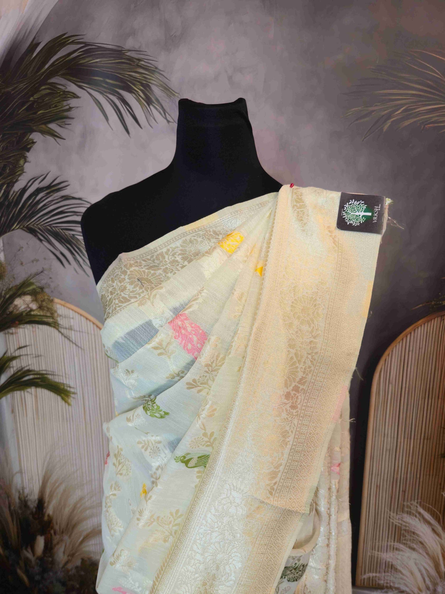 White Benarasi saree