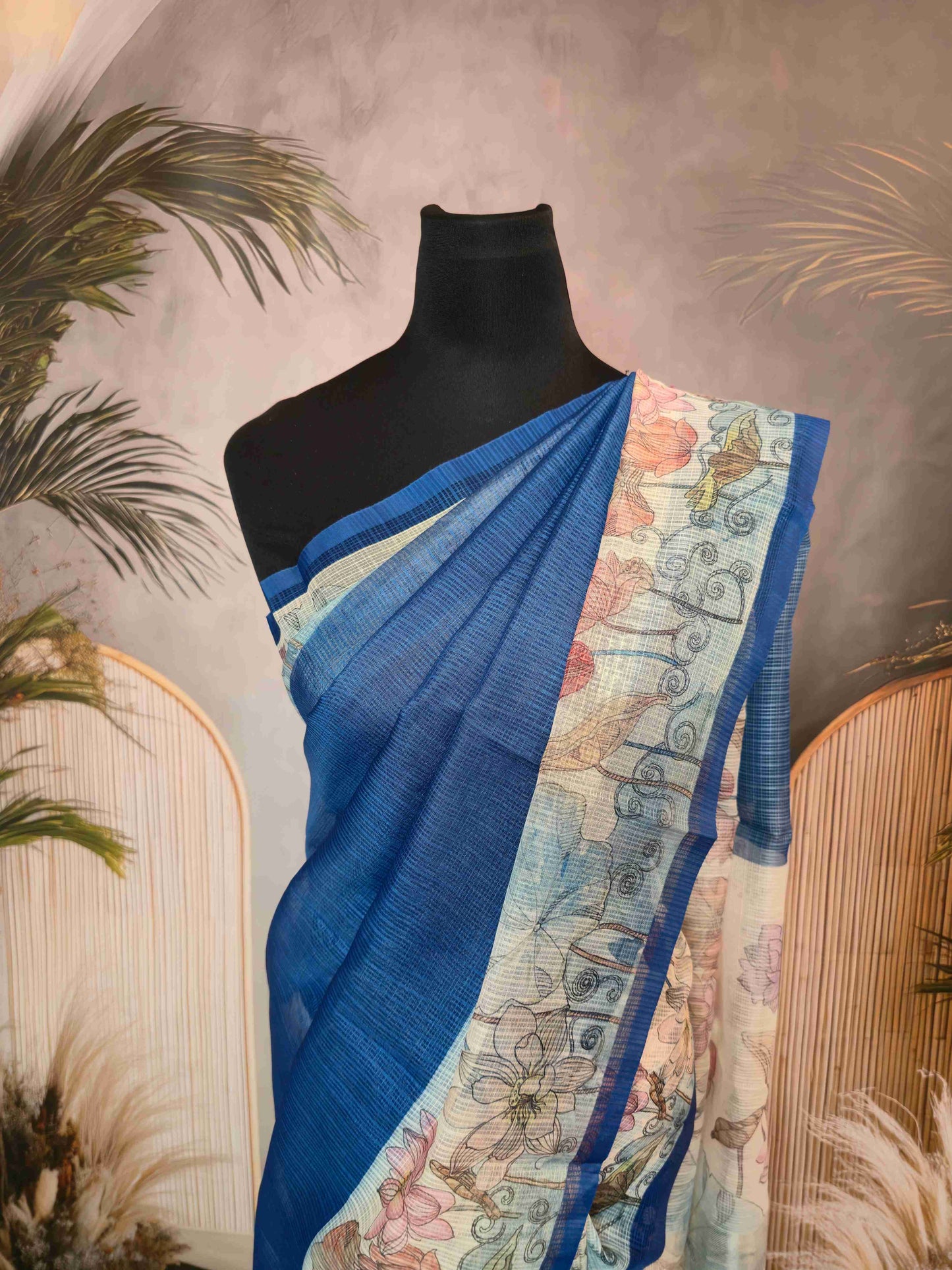 Semi kota saree with floral borders